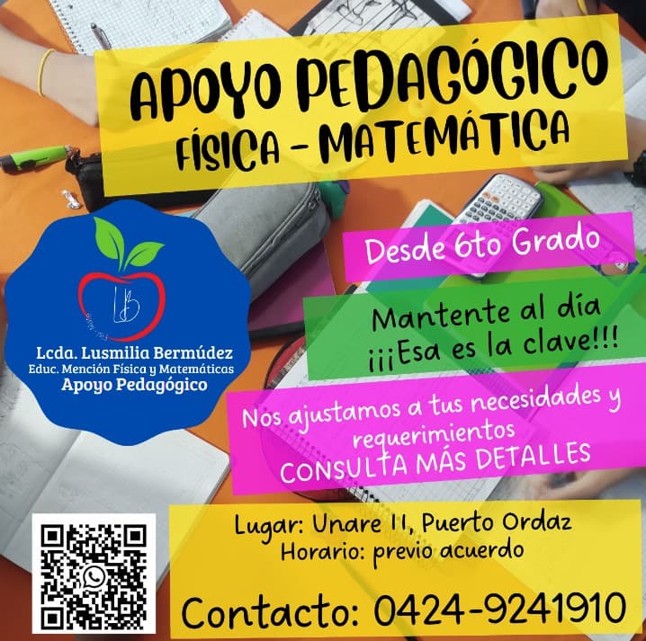 Apoyo pedagógico en las Asignaturas Física y Matemáticas.
Mantente al día, ¡Es la clave! 🤓👩🏻🏫📝